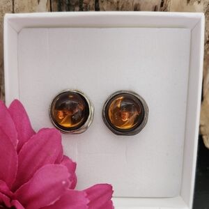Vintage Amber Stud Earrings